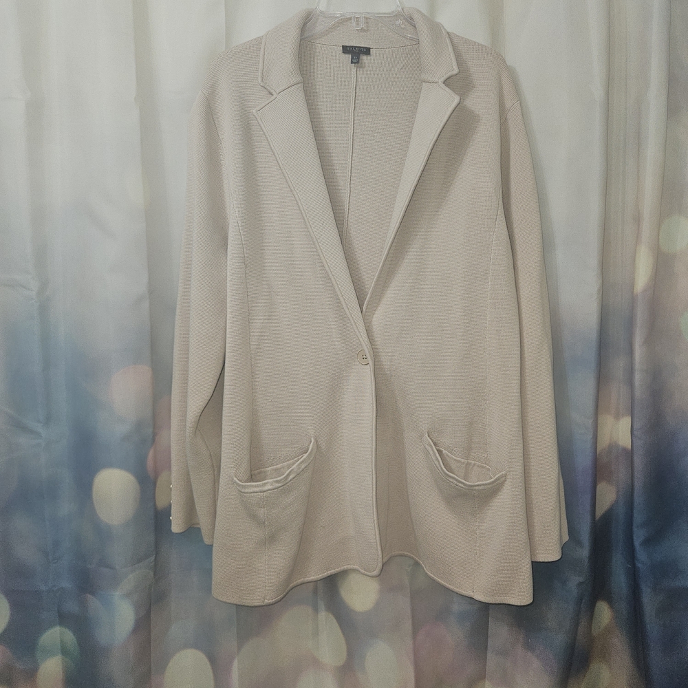 Talbot's Knit Cream Sweater Blazer 2x          Like New